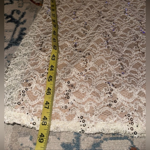 NWOT B Darlin Juniors Beige Sequins Lace Formal Long Dress Sweetheart Size 15/16 - Picture 10 of 11